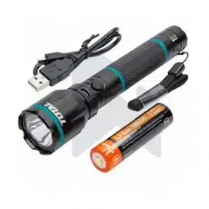 كشاف مستويات - معدن - قابل للشحن - ليثيوم 18650 - فلاش نجدة - TCFL186503