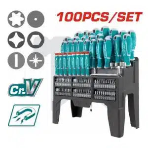 طقم مفك - 100 قطعة - يد كاوتش - ستاند - THT2506100