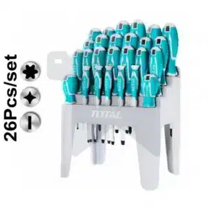 طقم مفك - 26 قطعة - يد كاوتش - ستاند - THT250626