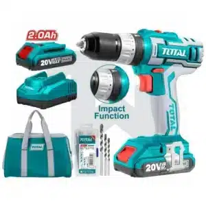 شنيور دقاق 2 بطارية - 20 فولت - 45 نيوتن 10 مم - 50 قطعة اكسسوار - شنطه قماش - ظرف اوتوماتيك معدن - TIDLI2002