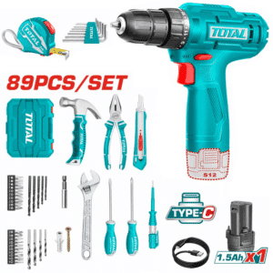 كيت شنيور بطارية - 12 فولت - 10 مم - 89 قطعة - THKTHP10892