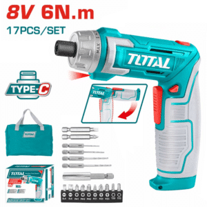 مفك بطارية - 8 فولت - 6 نيوتن - 16 قطعه اكسسوار - شنطه قماش - TSDLI0802